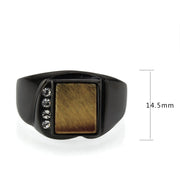 TK3756 IP Black Stainless Steel Ring with Synthetic in Topaz
