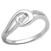 TS142 - Rhodium 925 Sterling Silver Ring with AAA Grade CZ  in Clear