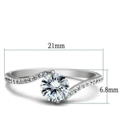 TS045 - Rhodium 925 Sterling Silver Ring with AAA Grade CZ  in Clear