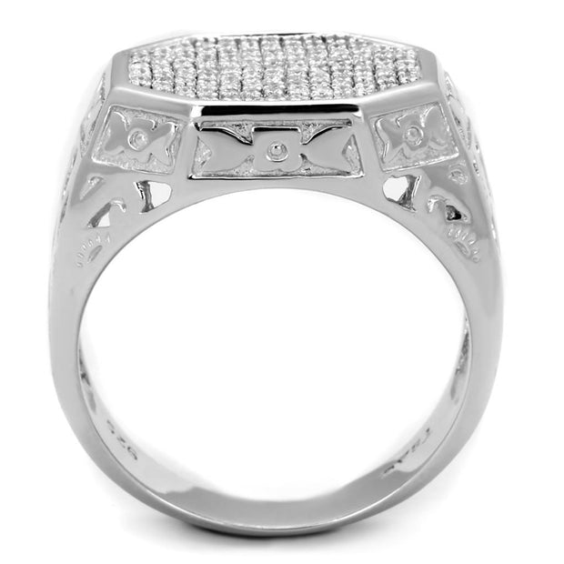 TS229 - Rhodium 925 Sterling Silver Ring with AAA Grade CZ  in Clear