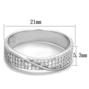 TS373 - Rhodium 925 Sterling Silver Ring with AAA Grade CZ  in Clear