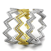 TS492 - Gold+Rhodium 925 Sterling Silver Ring with AAA Grade CZ  in Clear