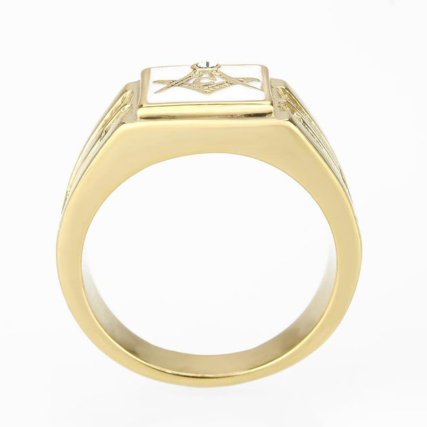 TK1159W - IP Gold(Ion Plating) Stainless Steel Ring with Top Grade Crystal  in Clear
