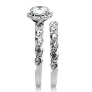 TS046 - Rhodium 925 Sterling Silver Ring with AAA Grade CZ  in Clear