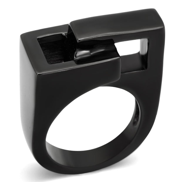 TK989 - IP Black(Ion Plating) Stainless Steel Ring with No Stone