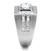 TS553 - Rhodium 925 Sterling Silver Ring with AAA Grade CZ  in Clear
