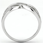 TS132 - Rhodium 925 Sterling Silver Ring with AAA Grade CZ  in Clear