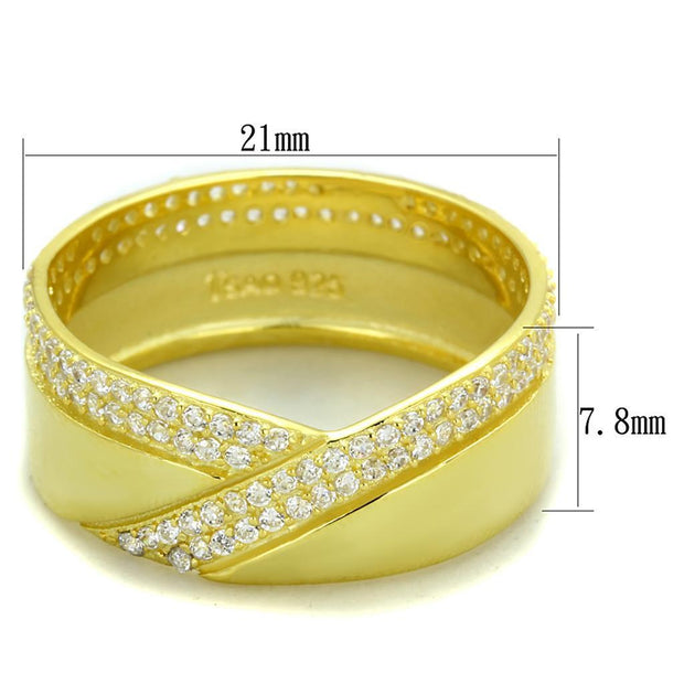 TS380 - Gold 925 Sterling Silver Ring with AAA Grade CZ  in Clear