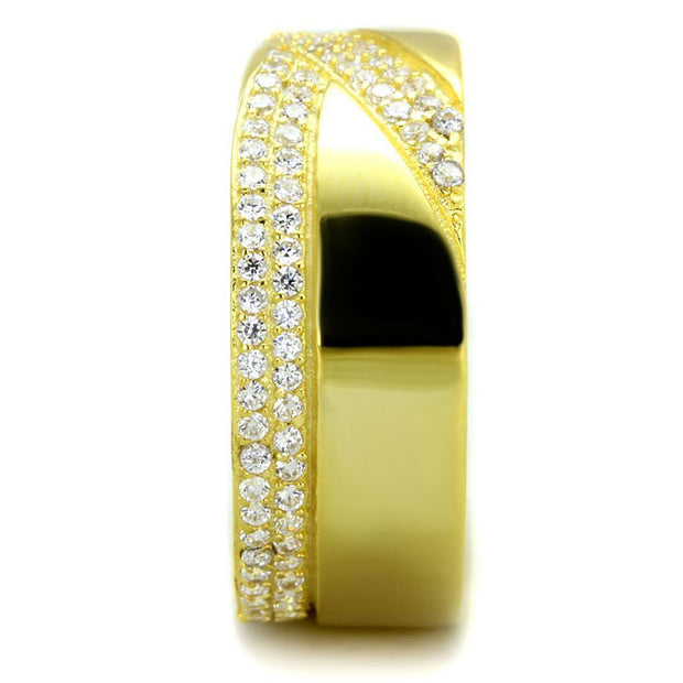 TS380 - Gold 925 Sterling Silver Ring with AAA Grade CZ  in Clear