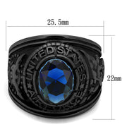 TK414708J - IP Black(Ion Plating) Stainless Steel Ring with Synthetic Synthetic Glass in Sapphire