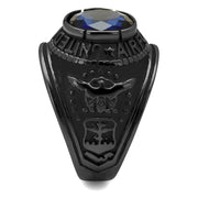 TK414708J - IP Black(Ion Plating) Stainless Steel Ring with Synthetic Synthetic Glass in Sapphire