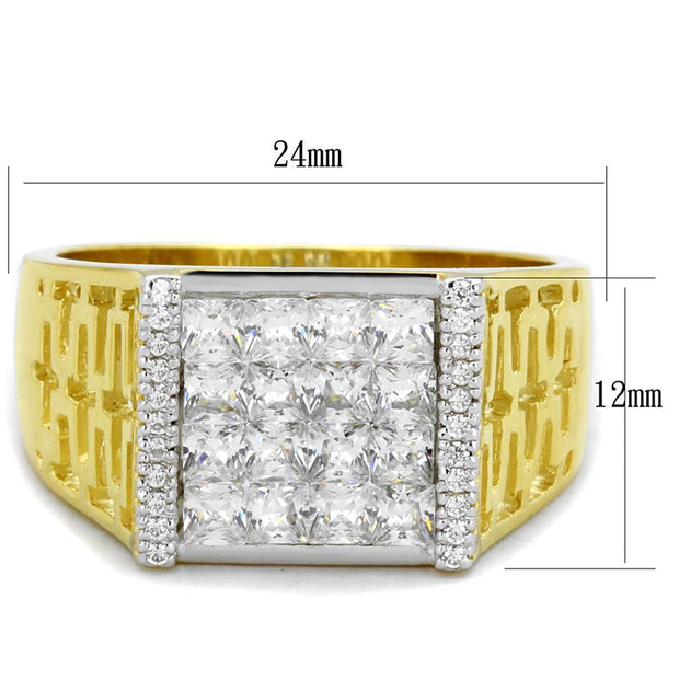 TS412 - Gold+Rhodium 925 Sterling Silver Ring with AAA Grade CZ  in Clear
