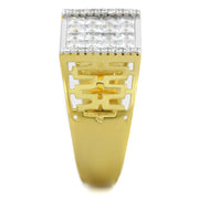 TS412 - Gold+Rhodium 925 Sterling Silver Ring with AAA Grade CZ  in Clear