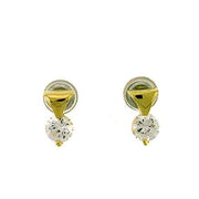 LOA446 - Gold Brass Earrings with AAA Grade CZ  in Clear