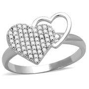 TS260 - Rhodium 925 Sterling Silver Ring with AAA Grade CZ  in Clear
