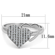 TS260 - Rhodium 925 Sterling Silver Ring with AAA Grade CZ  in Clear