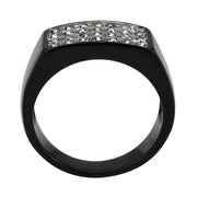 TK3754 IP Black Stainless Steel Ring with AAA Grade CZ in Clear