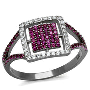TS533 - Rhodium + Ruthenium 925 Sterling Silver Ring with AAA Grade CZ  in Ruby
