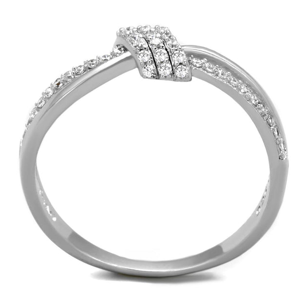 TS435 - Rhodium 925 Sterling Silver Ring with AAA Grade CZ  in Clear