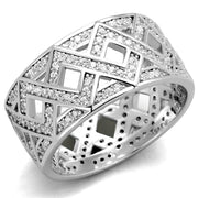 TS372 - Rhodium 925 Sterling Silver Ring with AAA Grade CZ  in Clear