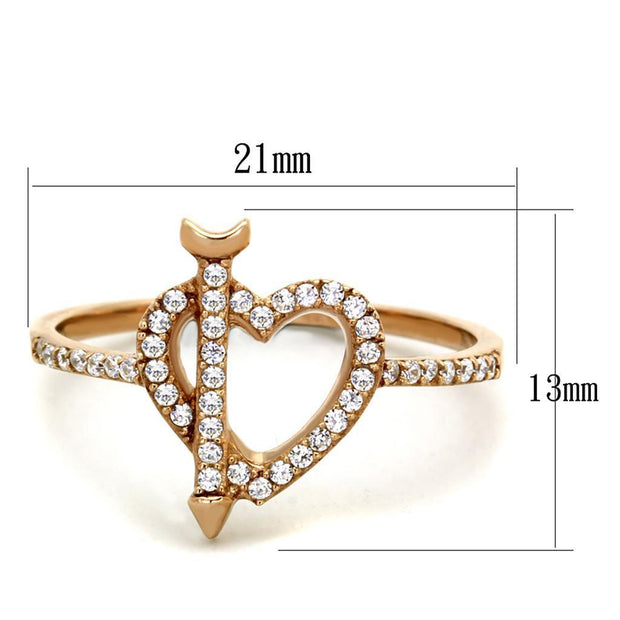 TS281 - Rose Gold 925 Sterling Silver Ring with AAA Grade CZ  in Clear