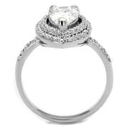 TS414 - Rhodium 925 Sterling Silver Ring with AAA Grade CZ  in Clear