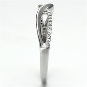 TS087 - Rhodium 925 Sterling Silver Ring with AAA Grade CZ  in Clear