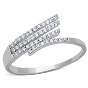 TS203 - Rhodium 925 Sterling Silver Ring with AAA Grade CZ  in Clear