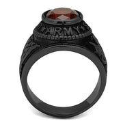 TK414706J - IP Black(Ion Plating) Stainless Steel Ring with Synthetic Synthetic Glass in Siam