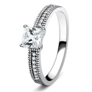 TS081 - Rhodium 925 Sterling Silver Ring with AAA Grade CZ  in Clear
