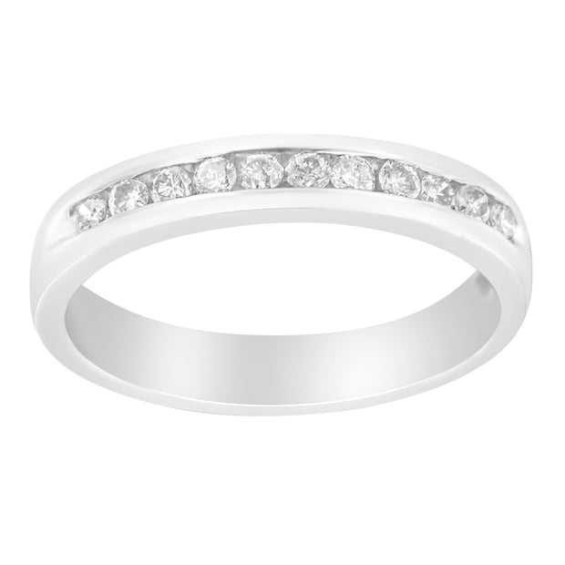 18K White Gold 1/4 Cttw Channel Set Brilliant Round-Cut Diamond Classic 11 Stone Wedding Band Ring (E-F Color, I1-I2 Clarity) - Size 7