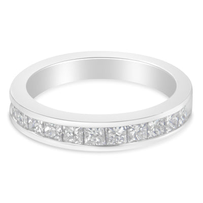 Women's 18K White Gold Princess Cut Diamond Band Ring (1 Cttw, G-H Color, SI1-SI2 Clarity) - Size 7-1/2