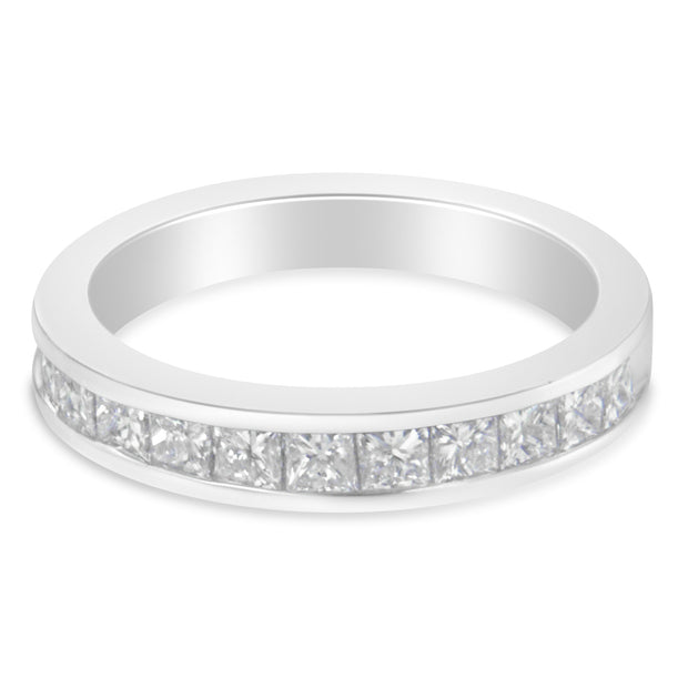 Women's 18K White Gold Princess Cut Diamond Band Ring (1 Cttw, G-H Color, SI1-SI2 Clarity) - Size 7