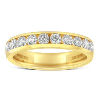 18K Yellow Gold Diamond Wedding Band Ring (1 Cttw, H-I Color, SI2-I1 Clarity) - Size 7-1/2