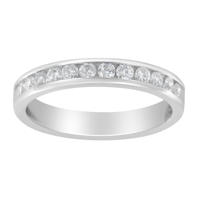 14K White Gold 1/2 cttw Diamond Band Ring (I-J Color, I2-I3 Clarity) - Size 7