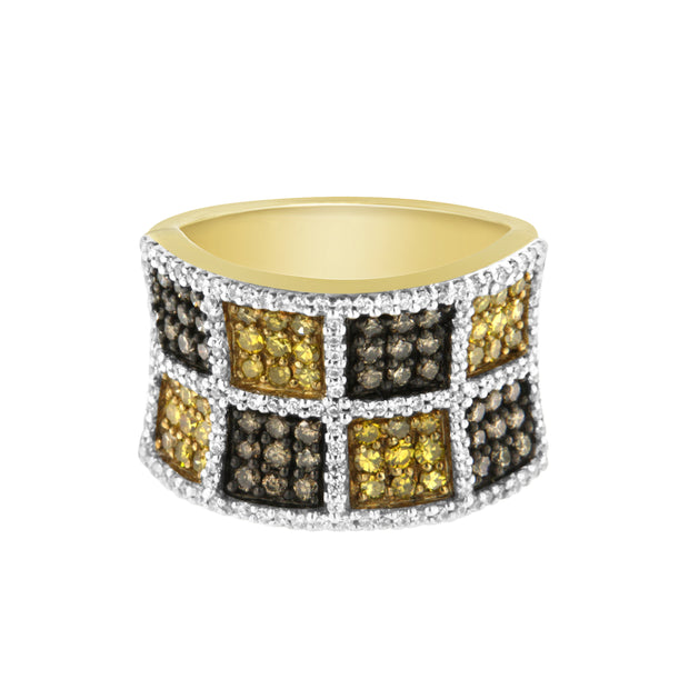 14KT Yellow Gold Champagne, Yellow and Round Diamond Band Ring (1 1/2 cttw, H-I Color, I1-I2 Clarity)