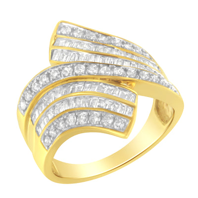 10K Yellow Gold Diamond Bypass Ring (1 1/7 Cttw, I-J Color, I1-I2 Clarity) - Size 7