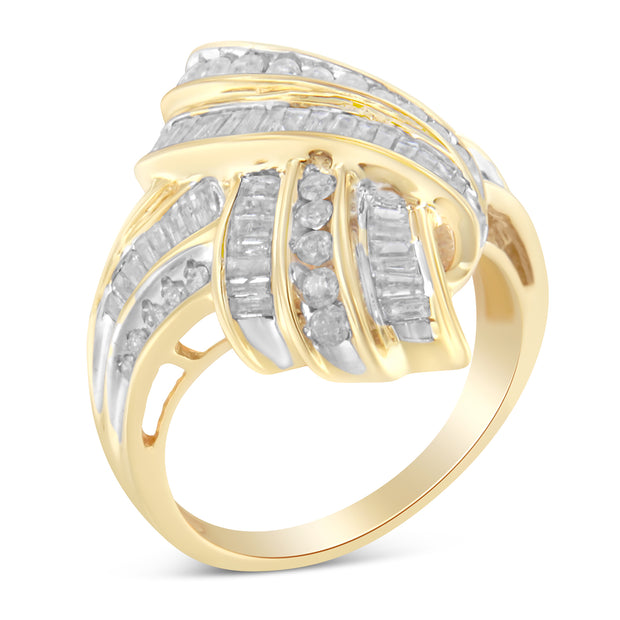 10K Yellow Gold Diamond Bypass Cocktail Ring (1 1/5 Cttw, I-J Color, I2-I3 Clarity) - Size 6
