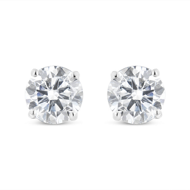 14K White Gold 2.00 Cttw Lab Grown Round Brilliant-Cut Diamond Classic 4-Prong Stud Earrings with Screw Backs (F-G color, VVS2-VS1 Clarity)