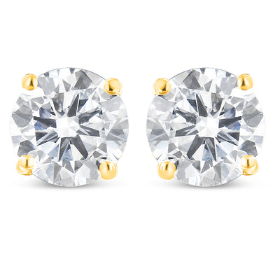 10K Yellow Gold 1.00 Cttw Round Brilliant-Cut Diamond Classic 4-Prong Stud Earrings with Screw Backs (J-K Color, I2-I3 Clarity)