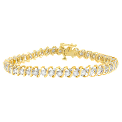 18K Yellow Gold Round Cut Diamond Tennis Bracelet (3.00 cttw, I-J Color, I1-I2 Clarity)