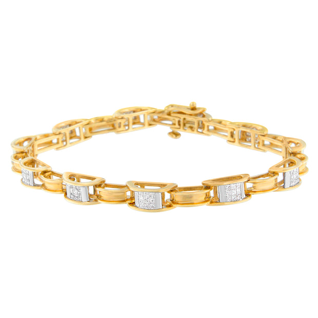 14K Yellow Gold Princess Cut Diamond Chain Link Bracelet (1.00 cttw, H-I Color, SI1-SI2 Clarity)