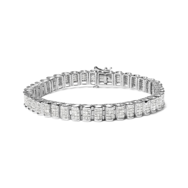 14K White Gold 5.00 Cttw Square Princess Cut White Diamond Rectangular Invisible Set Link Tennis Bracelet (H-I Color, SI2-I1 Clarity) - 7.5” Inches