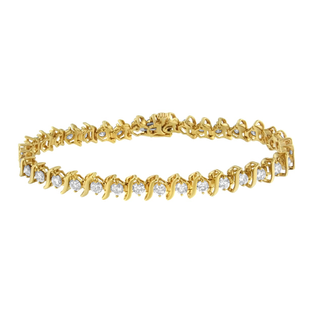 2 Micron 14KT Yellow Gold Plated Sterling Silver Diamond Link Bracelet (5 cttw, K-L Color, I2-I3 Clarity)