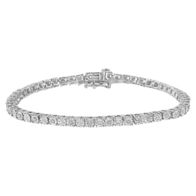 .925 Sterling Silver 1/4 Cttw Diamond Illusion-Set Miracle Plate Tennis Bracelet (I-J Color, I3 Clarity) - 7"