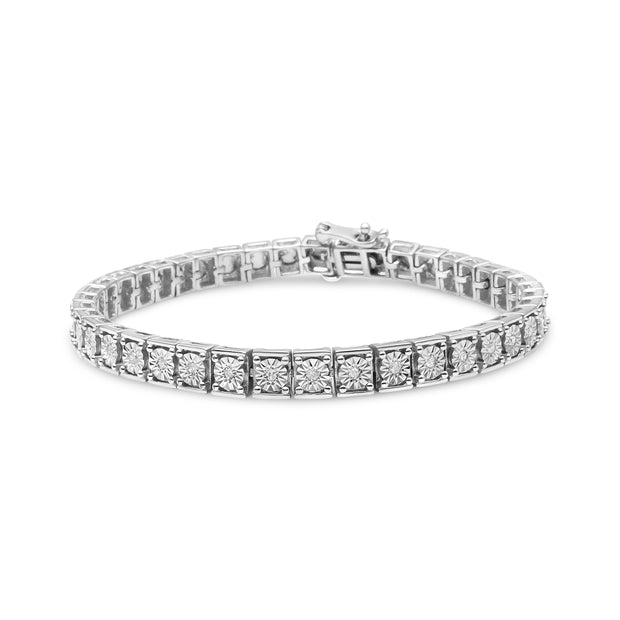 .925 Sterling Silver 1/4 Cttw Diamond Link Bracelet (I-J Color, I2-I3 Clarity) - Size 7.25"