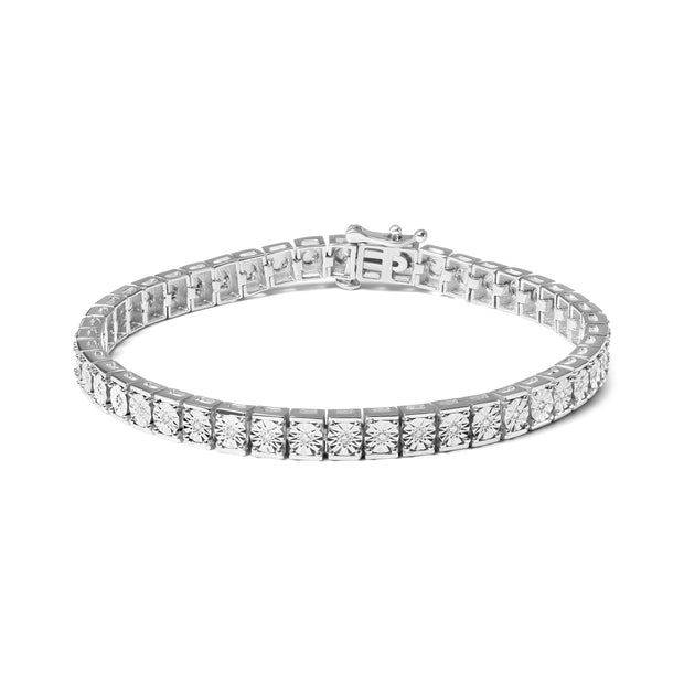 .925 Sterling Silver 1/10 Cttw Diamond 7.25" Link Bracelet (I-J Color, I2-I3 Clarity)