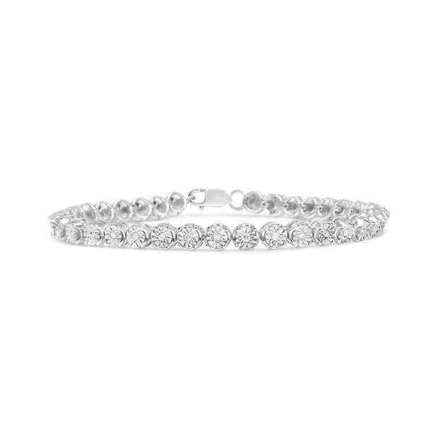 .925 Sterling Silver 1/2 Cttw Round Miracle-Set Diamond Tennis Bracelet (I2-I3 Clarity, I-J Color) - 7.25"