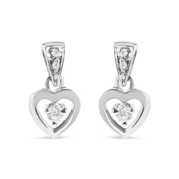 14K White Gold 1/6 Cttw Diamond Dangle Heart Stud Earrings (H-I, SI2-I1)