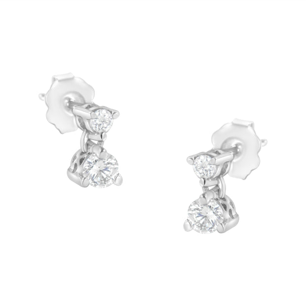 14K White Gold 1 cttw Double Diamond Stud Earrings (I-J Clarity, I2-I3 Color)